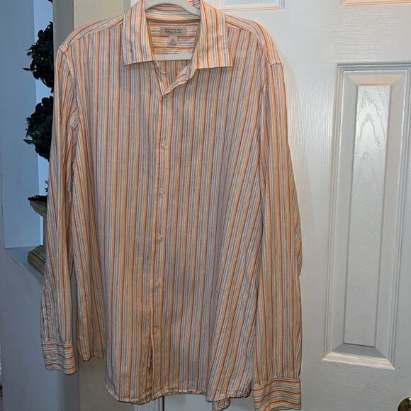 Banana Republic Men’s XL 100% Linen sherbet striped shirt - Picture 7 of 14